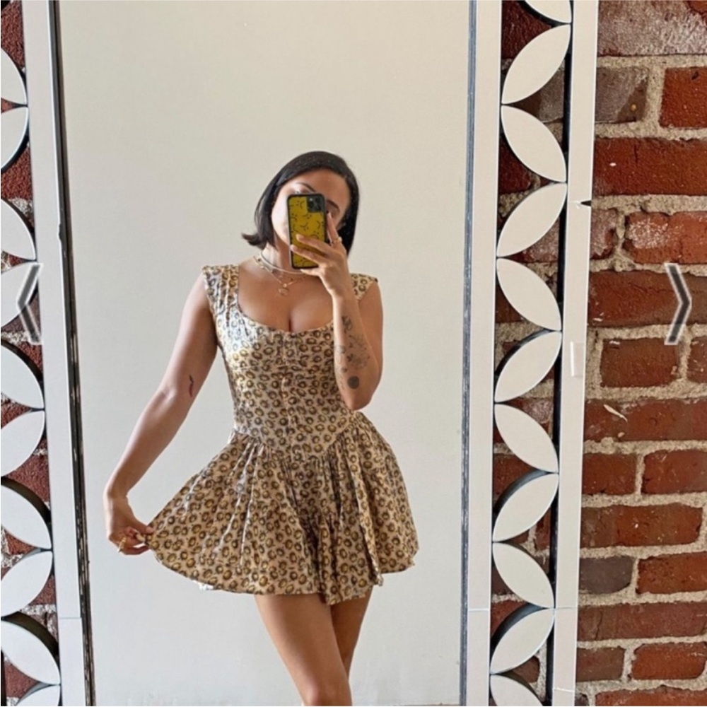 Vanessa Mooney Silk Elisabeth Romper Dress in Daisy Sunflower print